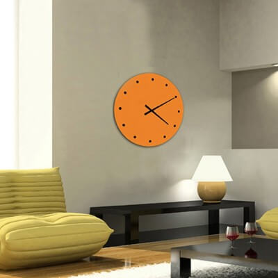 modern wall clock orange design