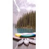 cuadros modernos fotografía canoas en el lago Louise - Canadá