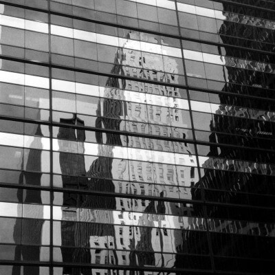 Urban painting photography reflection of a building in New York