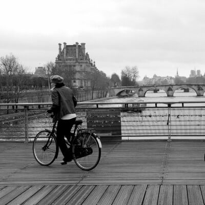 Urban painting photography bicycle on the Seine