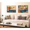 modern abstract paintings of still life to decorate the dining room-bouquet and apples