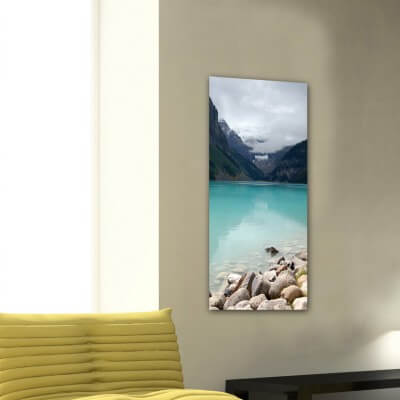 Landscapes painting photography stones, lake and glacier -