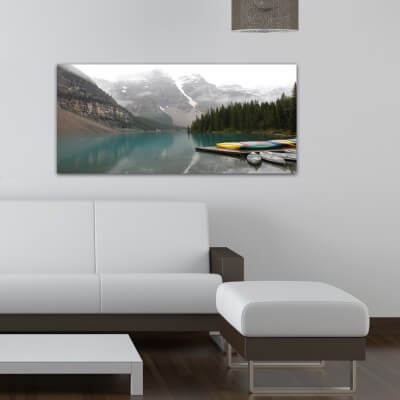 Landscapes painting photography lake and canoes - Canada
