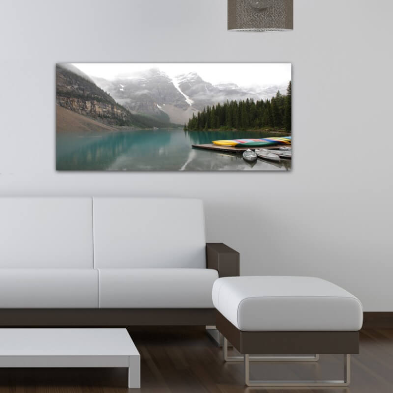 Landscapes painting photography lake and canoes - Canada