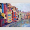 abstract urban paintings-houses in the Onyar, Girona