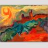 landscape modern paintings for the diving room-reddish sun