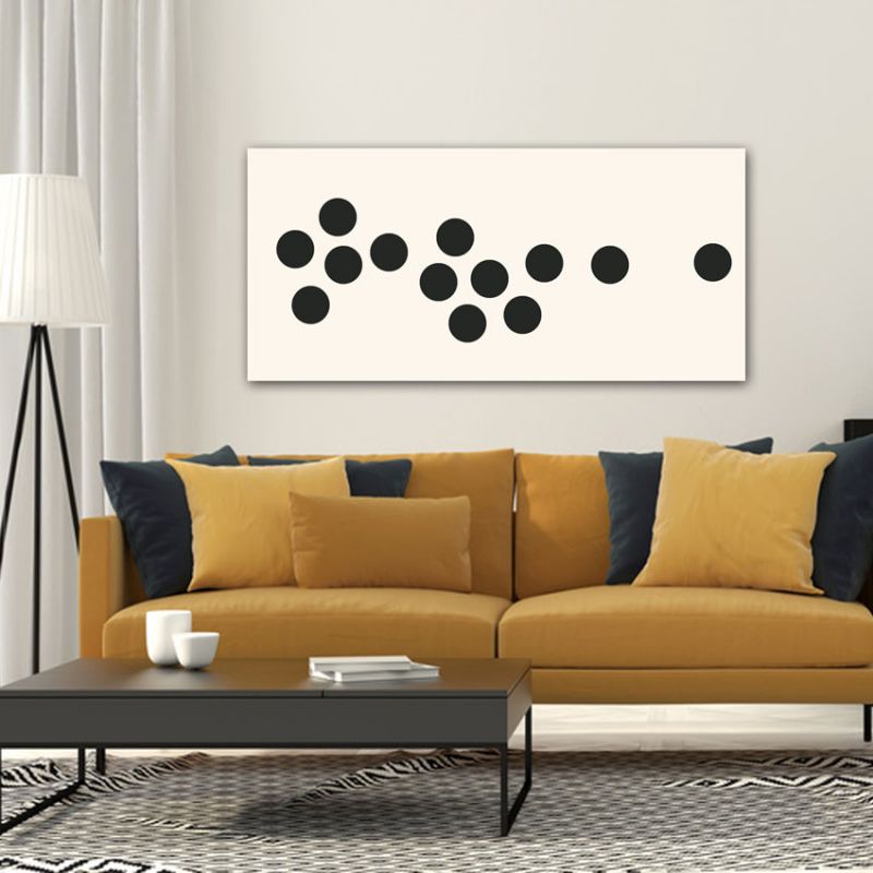 minimalist geometric abstract paintings to decorate the living room-black circles sequence