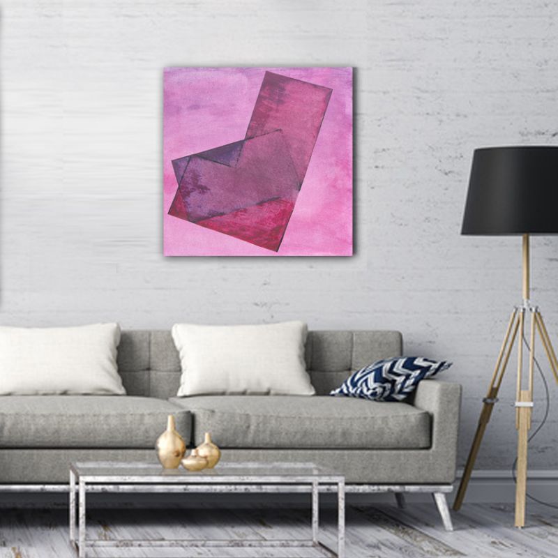 cuadro abstracto moderno para el salón -transparencia rosa