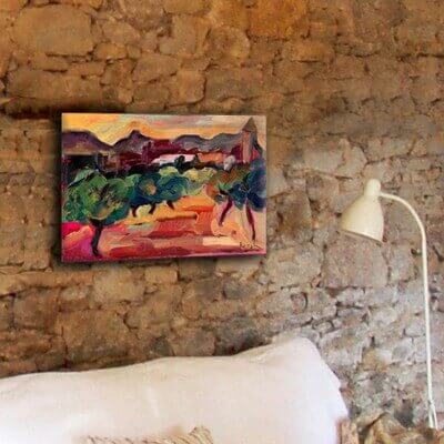 cuadros abstractos de paisajes para decorar el dormitorio-campos