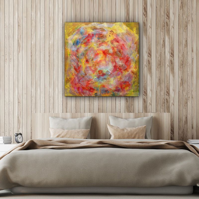 cuadro abstracto colorido  para decorar el dormitorio -atmósfera