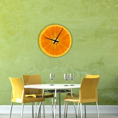 horloge murale cuisine design orange
