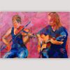 Tableaux abstraits figuratif-duo de musiciens