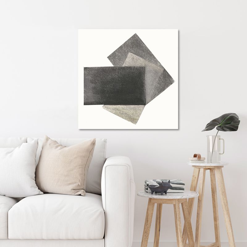 tableau moderne géométrique pour le salon- gris-noir
