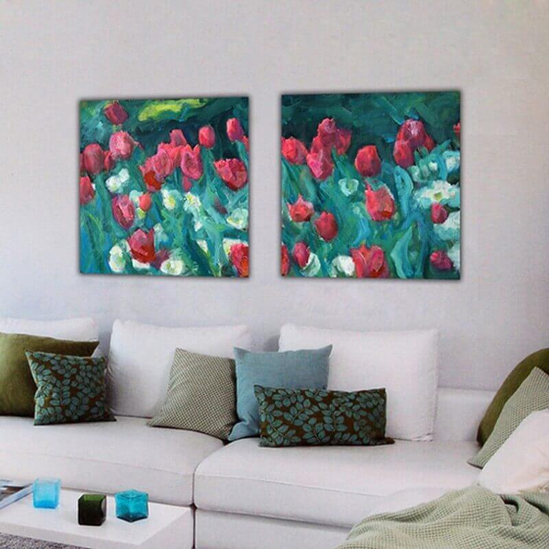 modern flower painting-diptych tulips
