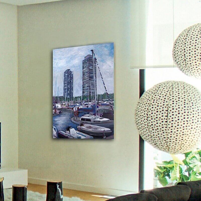 modern urban paintings for the dining room -port olimpic Barcelona modern urban paintings for the dining room -port olimpic Barcelona