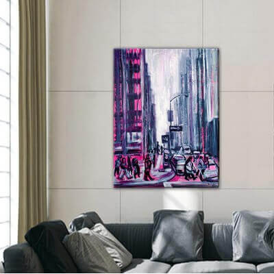 modern urban painting for the dining room-Manhattan, New York