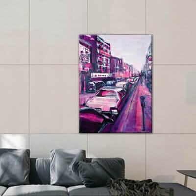 modern urban paintings for the dining room-street in New York