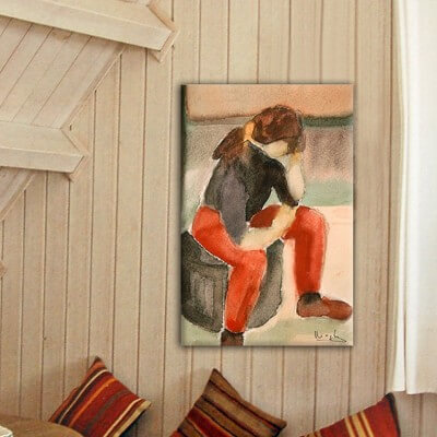 figurative modern paintings-pensive girl