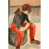 figurative abstract paintings-pensive girl