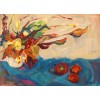 modern abstract paintings of still life to decorate the bedroom-bouquet and apples