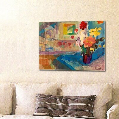abstract modern paintings of still life to decorate the living room-flowers and window