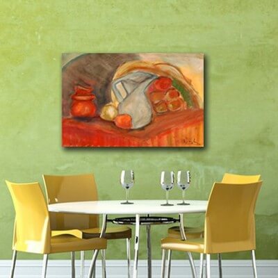modern abstract paintings to decorate the dining room-empty jug and fruit