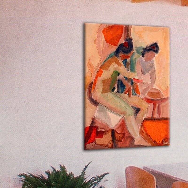 Tableau moderne figuratif-femme devant le miroir
