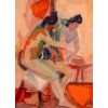 cuadros abstractos figurativos-mujer delante espejo