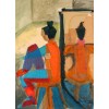 Tableaux abstraits figuratif-femme de retour au miroir