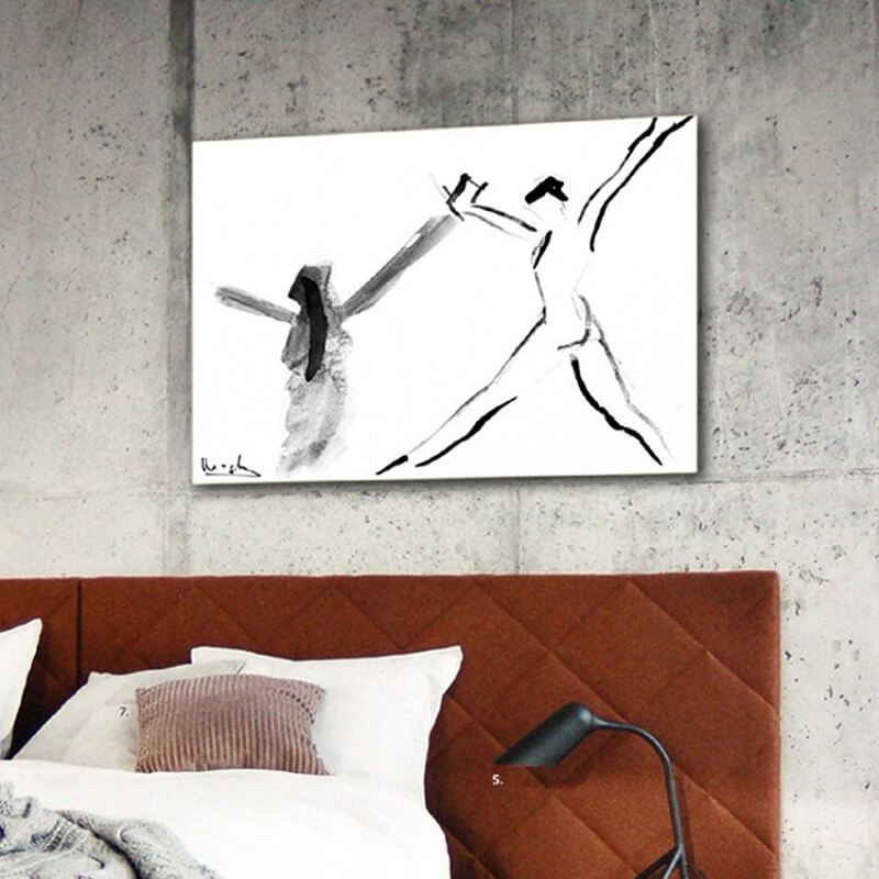 cuadros modernos figurativos para el dormitorio-mujer saltando