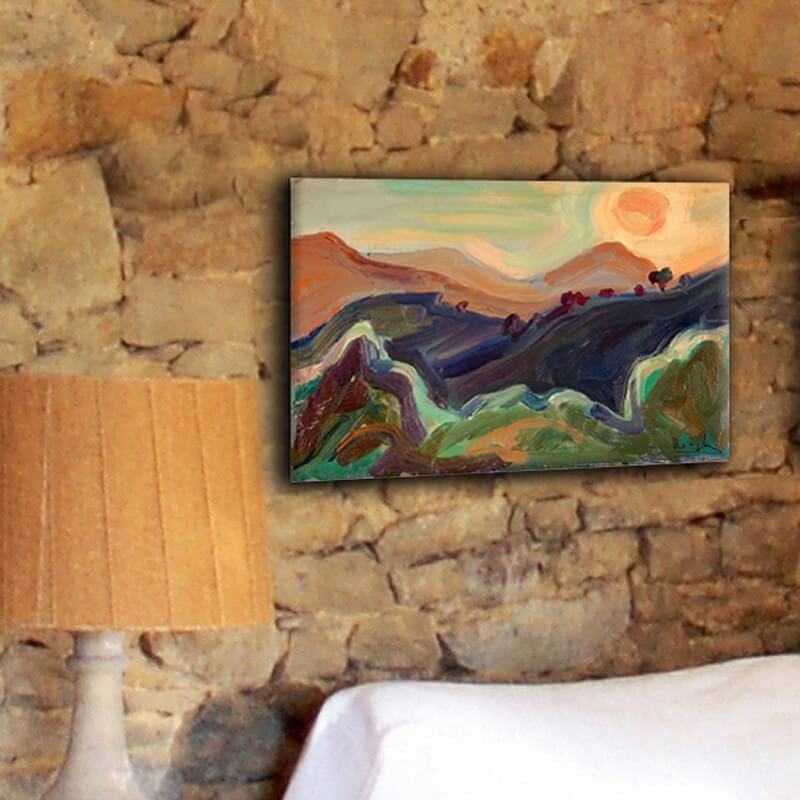 cuadros modernos paisajes para el dormitorio -puesta de sol